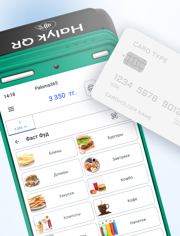 Paloma365 on Halyk Bank terminal — checkout and card payment