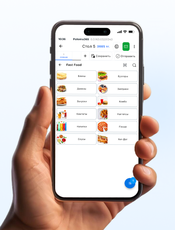 Paloma365 on a smartphone — no expensive POS hardware needed
